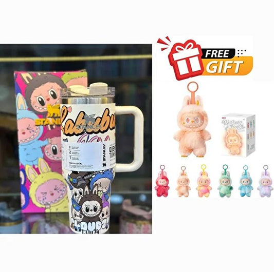 Stanley x Labubu Stainless Steel Vacuum Insulated Cup, 40oz Insulated Travel White + Free Labubu Gift