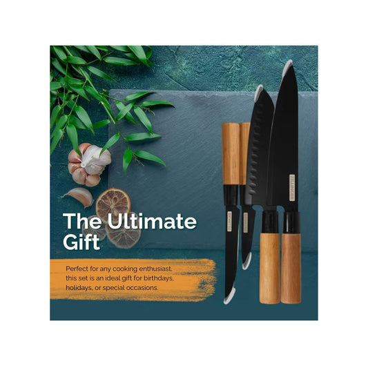 ZILLINGER Japanese Knife Set – 4-Piece High-Carbon Stainless Steel Chef Knives for Professional