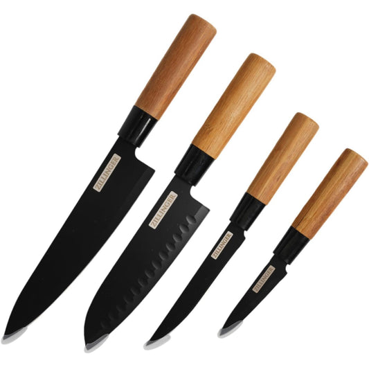ZILLINGER Japanese Knife Set – 4-Piece High-Carbon Stainless Steel Chef Knives for Professional