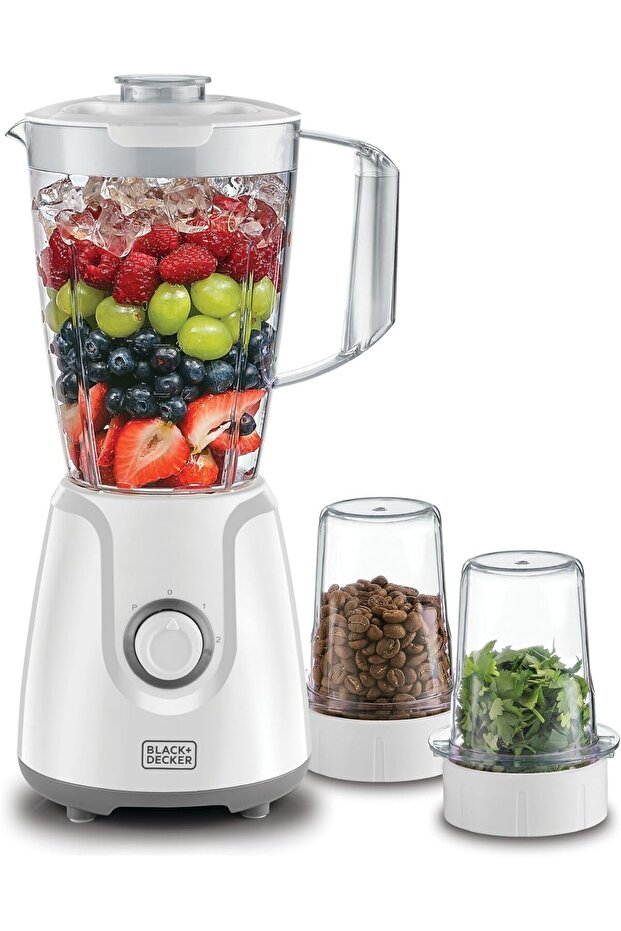 Black+Decker 400W Blender With Grinder Mill & Chopper Mill, White - BX4000-B5 bx4000b5s