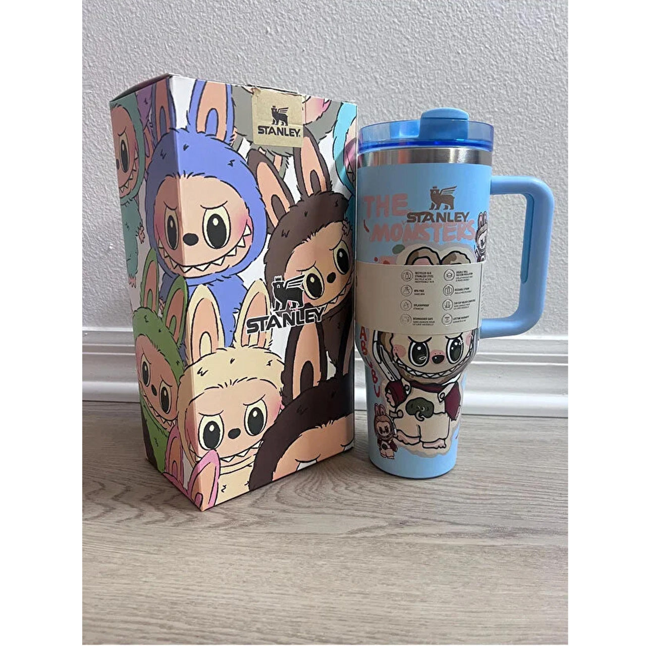 Stanley x Labubu Stainless Steel Vacuum Insulated Cup, 40oz Insulated Travel Cup Blue + Free Labubu Gift
