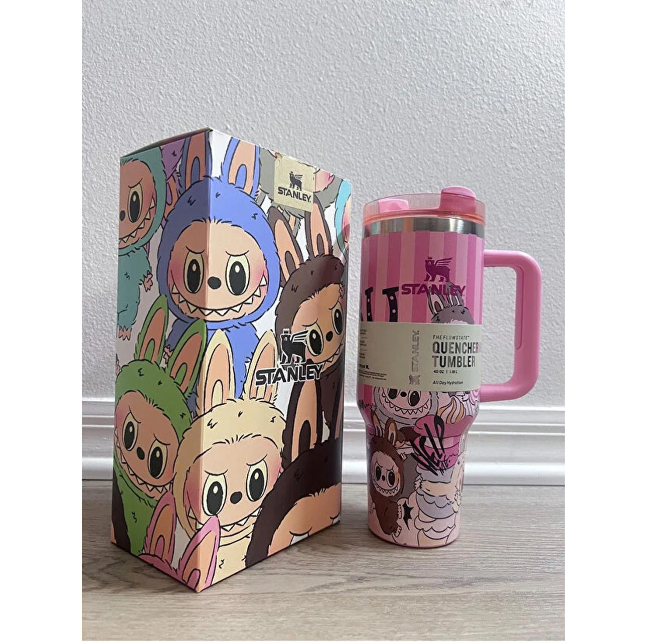 Stanley x Labubu Stainless Steel Vacuum Insulated Cup, 40oz Insulated Travel Pink + Free Labubu Gift