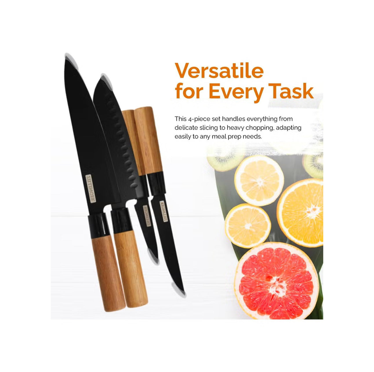 ZILLINGER Japanese Knife Set – 4-Piece High-Carbon Stainless Steel Chef Knives for Professional