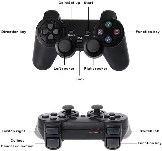 Classic M8 Game Stick 4K Game Console with Two 2.4G Wireless Gamepads Dual Players HDMI Output Built in 3500 Classic Games Compatible with Android TV/PC/Laptop/Projector.