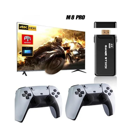 M8 Pro Wireless Game Console – Retro Arcade Home Video Console with 2.4G Controller & HD Graphics