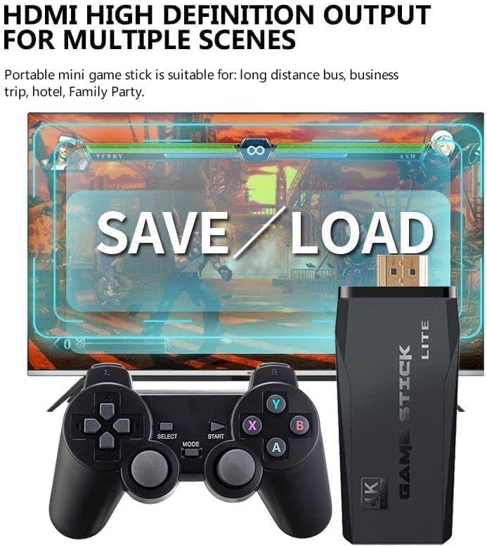 Classic M8 Game Stick 4K Game Console with Two 2.4G Wireless Gamepads Dual Players HDMI Output Built in 3500 Classic Games Compatible with Android TV/PC/Laptop/Projector.