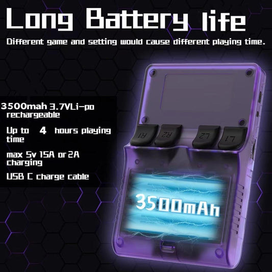 R36s retro Handheld Gaming Console with 64G Cards, Portable Retro Game Consoles Linux Gaming System Emulator 3.5-Inch IPS Screen (Purple-A)