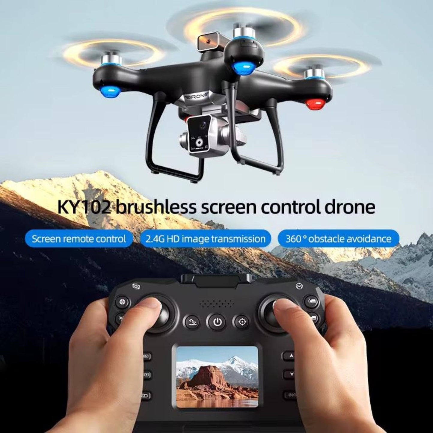 KY102 Dual Camera LCD Screen Drone – Foldable Optical Flow RC Quadcopter