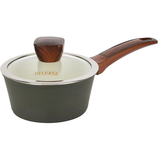 Delcasa 9 Piece Non-Stick Ceramic Coated Cookware Set DC3435 Diecast Aluminum Body with 5-Layer Coating, CD Bottom, Bakelite Handles and Glass Lid