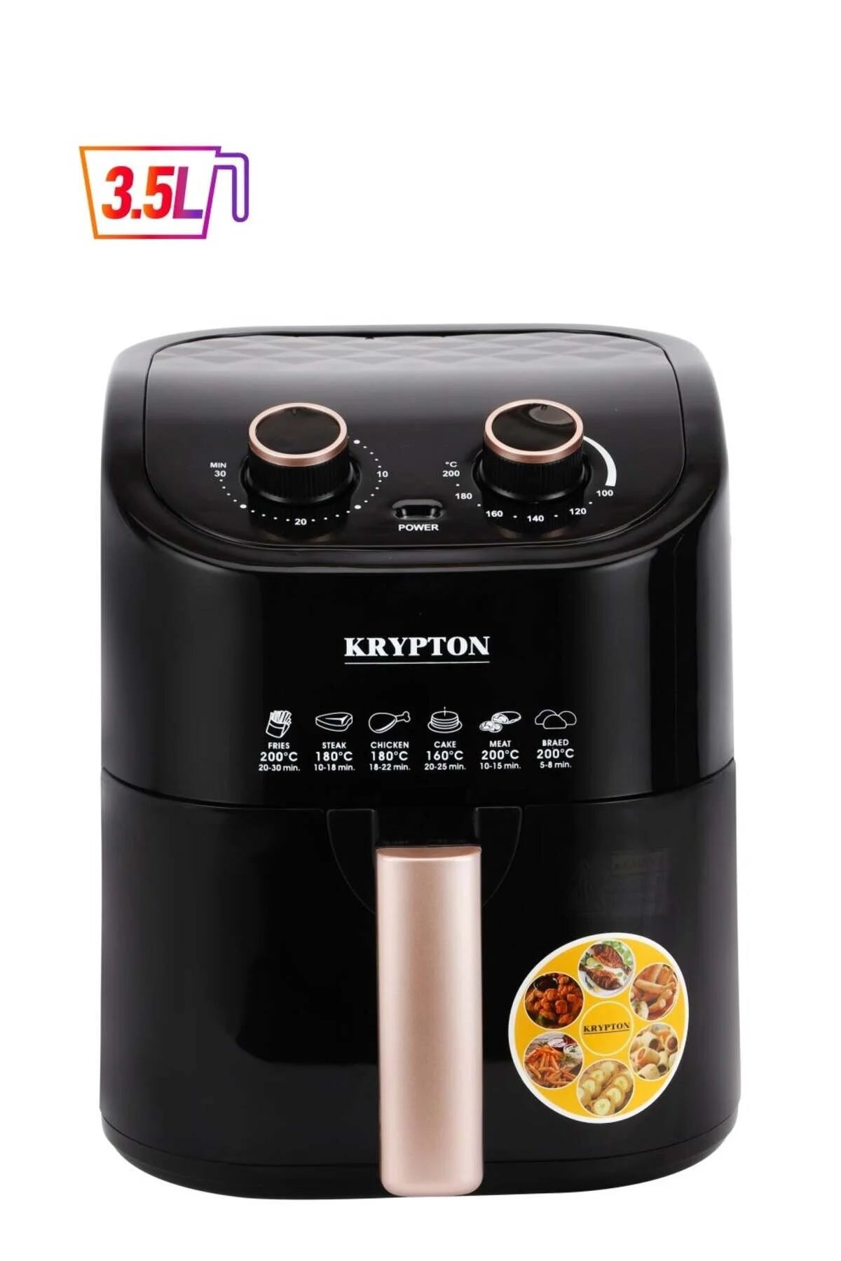 Air Fryer 3.5L Capacity With Non-Stick Pot With Rack, Oil And Fat Free Cooking