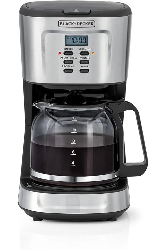 BLACK+DECKER 12-Cup Coffee Maker, 900W Programmable Drip Coffee Machine, 1.5L