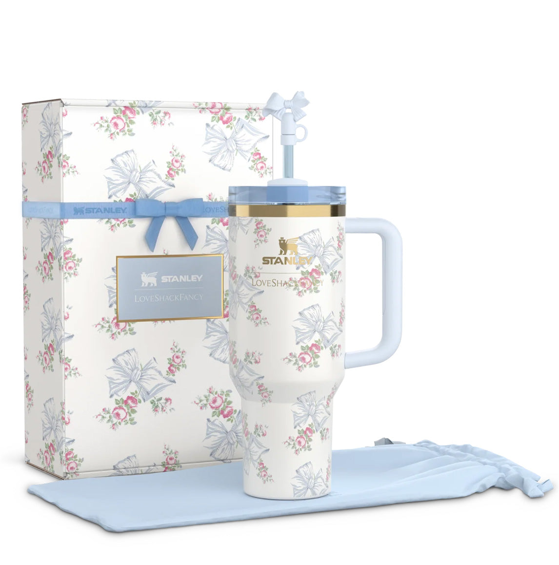 Stanley Love Shack Fancy H2.0 Flow State 40oz Rosa Beaux Blue Tumbler