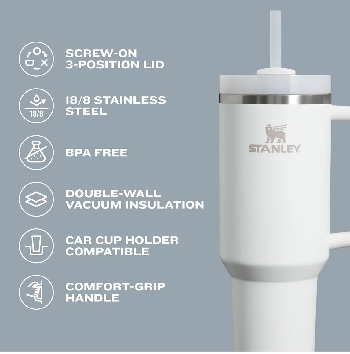 Stanley The Flowstate Quencher H2.0 Tumbler 1.18l/40 Oz Cream